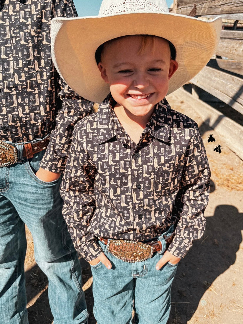 Kids boot long sleeve button up