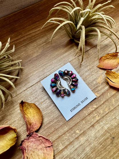Half Cluster Earrings – Pink Dahlia & Sterling Silver